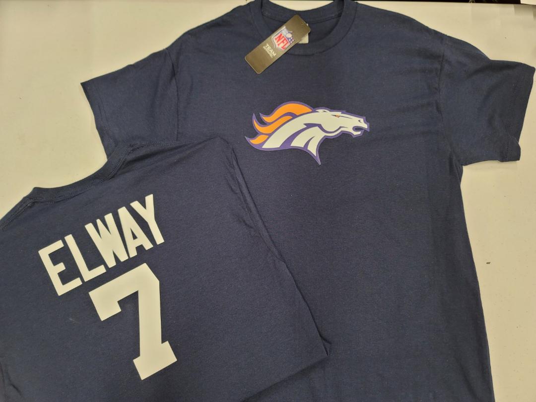 Mens NFL Team Apparel Denver Broncos JOHN ELWAY Football Jersey Shirt NAVY