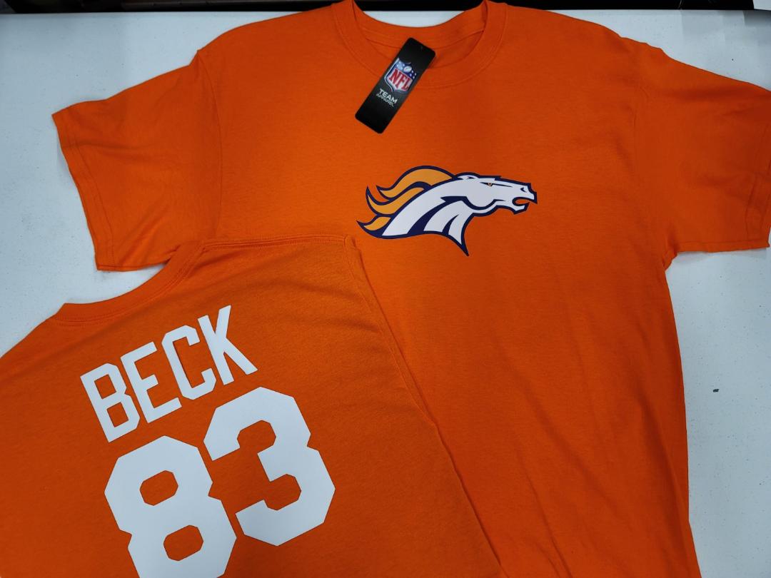 Mens NFL Team Apparel Denver Broncos ANDREW BECK Football Jersey Shirt –