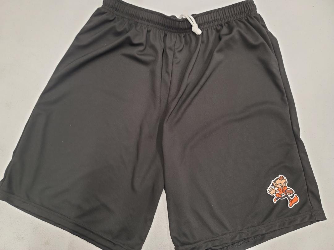 Mens NFL CLEVELAND BROWNS ELF Moisture Wick Dri Fit SHORTS W/POCKETS Embroidered Logo BLACK