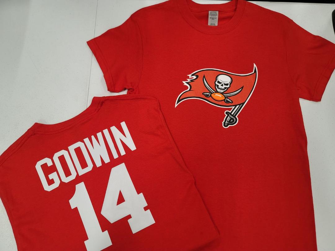 Mens NFL Team Apparel Tampa Bay Buccaneers CHRIS GODWIN Football Jersey Shirt RED