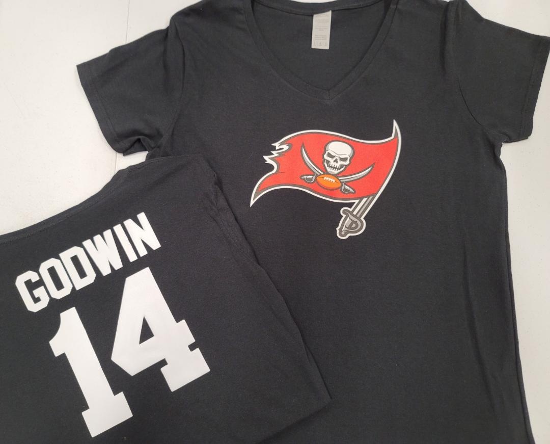 WOMENS NFL Team Apparel Tampa Bay Buccaneers CHRIS GODWIN V-Neck Football Shirt BLACK