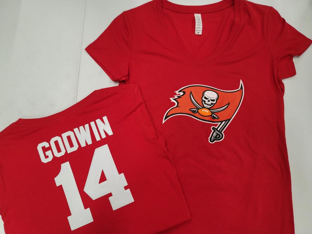 WOMENS NFL Team Apparel Tampa Bay Buccaneers CHRIS GODWIN V-Neck Football Shirt RED