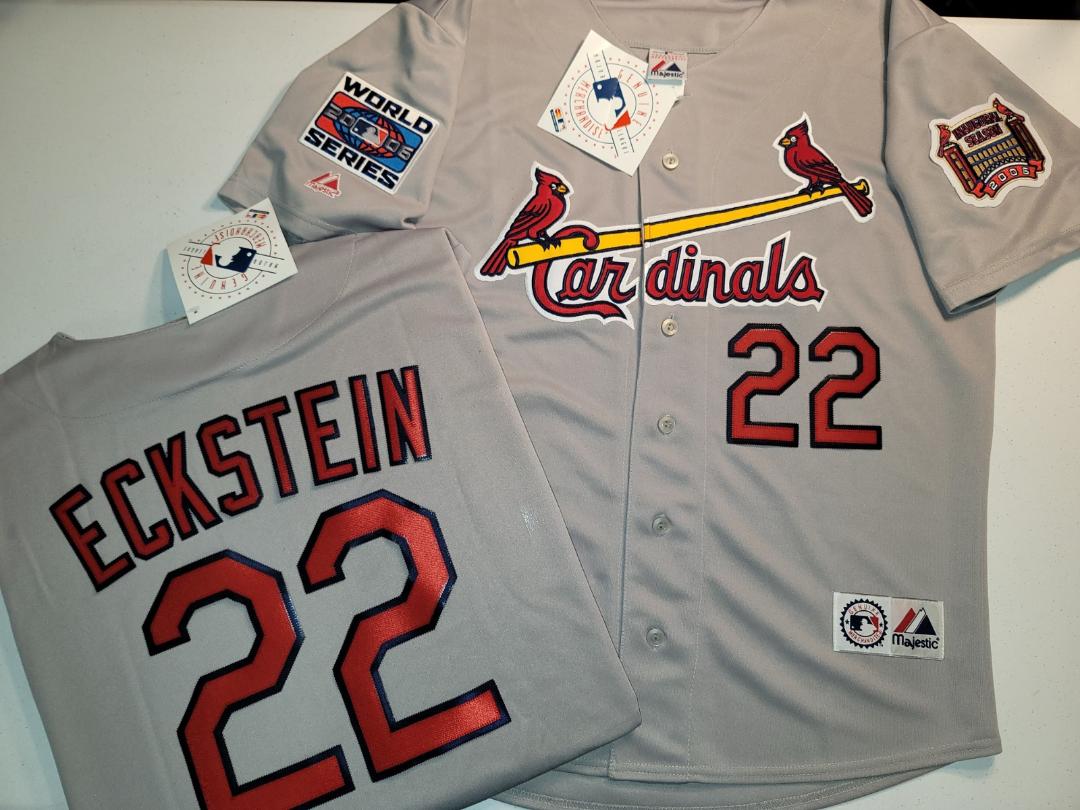 Majestic St Louis Cardinals DAVID ECKSTEIN 2006 World Series Baseball Jersey GRAY