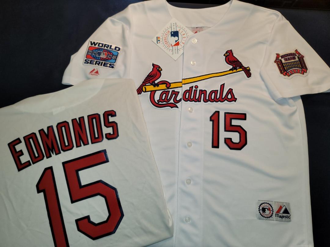 Majestic St Louis Cardinals JIM EDMONDS 2006 World Series Baseball Jer –