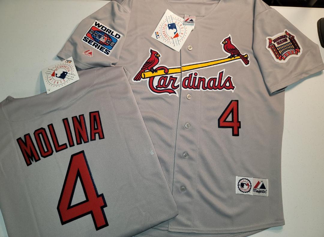 Majestic St Louis Cardinals YADIER MOLINA 2006 World Series Baseball Jersey GRAY