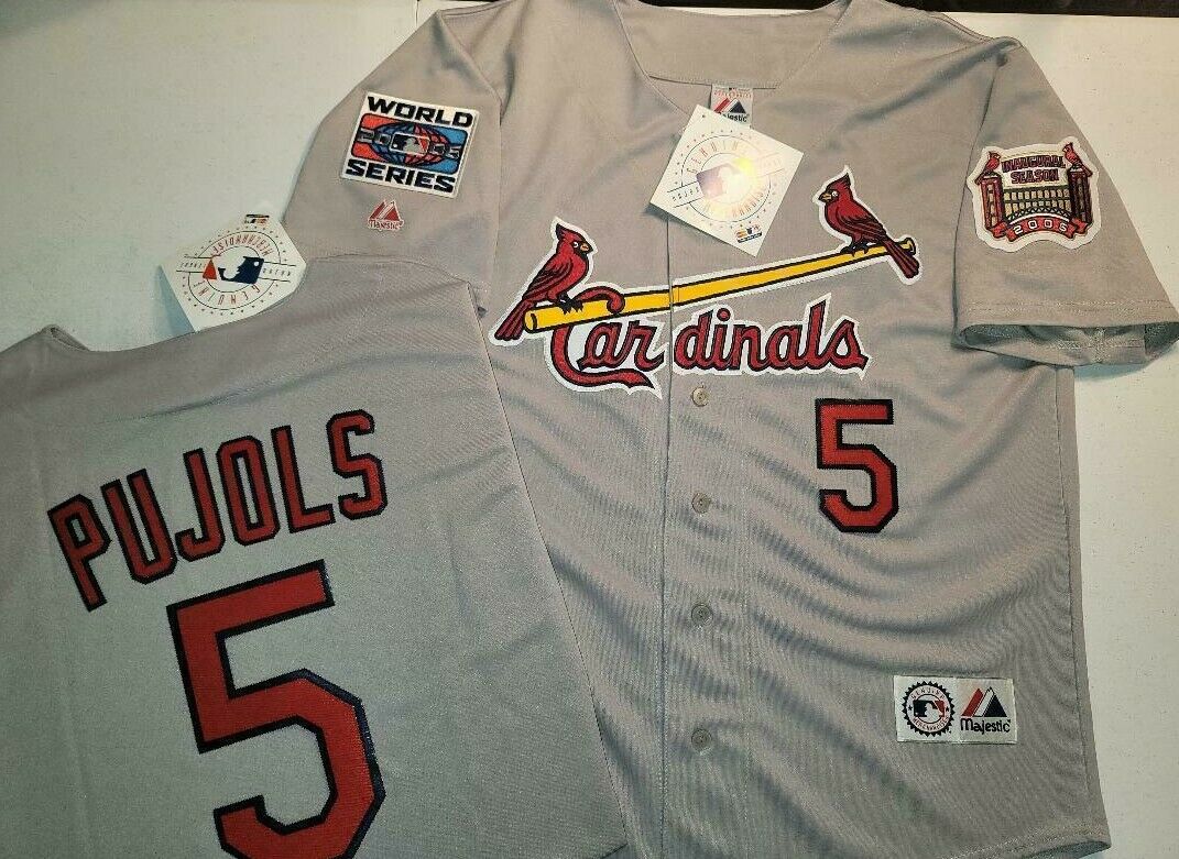 Majestic St Louis Cardinals ALBERT PUJOLS 2006 World Series Baseball Jersey GRAY