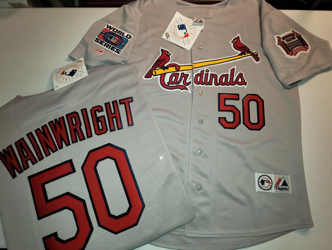 Majestic St Louis Cardinals ADAM WAINWRIGHT 2006 World Series Baseball Jersey GRAY
