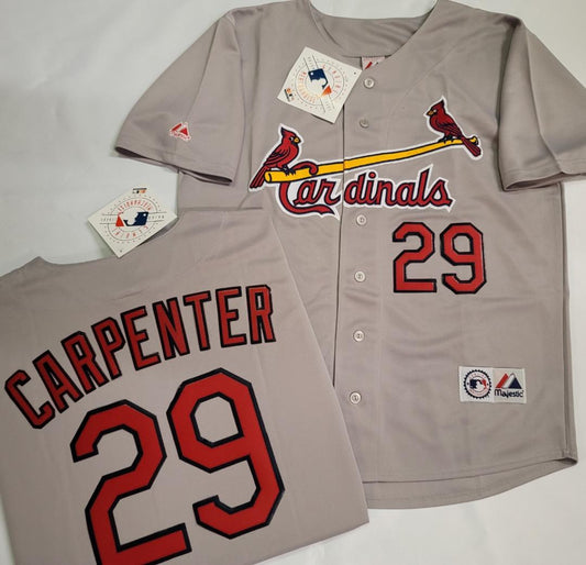Mens Majestic St Louis Cardinals CHRIS CARPENTER Baseball Jersey GRAY