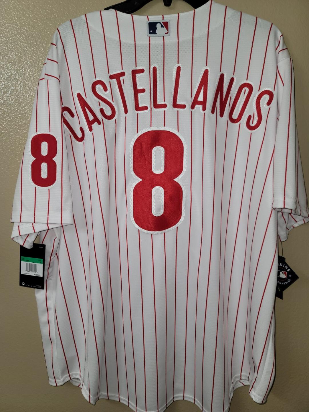 Nike Philadelphia Phillies NICK CASTELLANOS Sewn Baseball Jersey WHT P/S