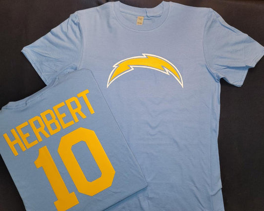 Mens NFL Team Apparel San Diego Chargers JUSTIN HERBERT Football Jersey Shirt BLUE
