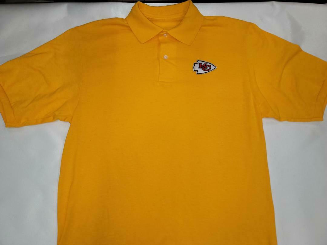 Mens NFL Team Apparel KANSAS CITY CHIEFS Football Polo Golf Shirt GOLD