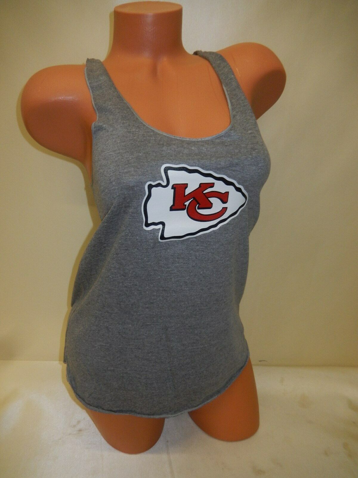 WOMENS NFL KANSAS CITY CHIEFS "Razorback" Football Tank Top NEW Gray