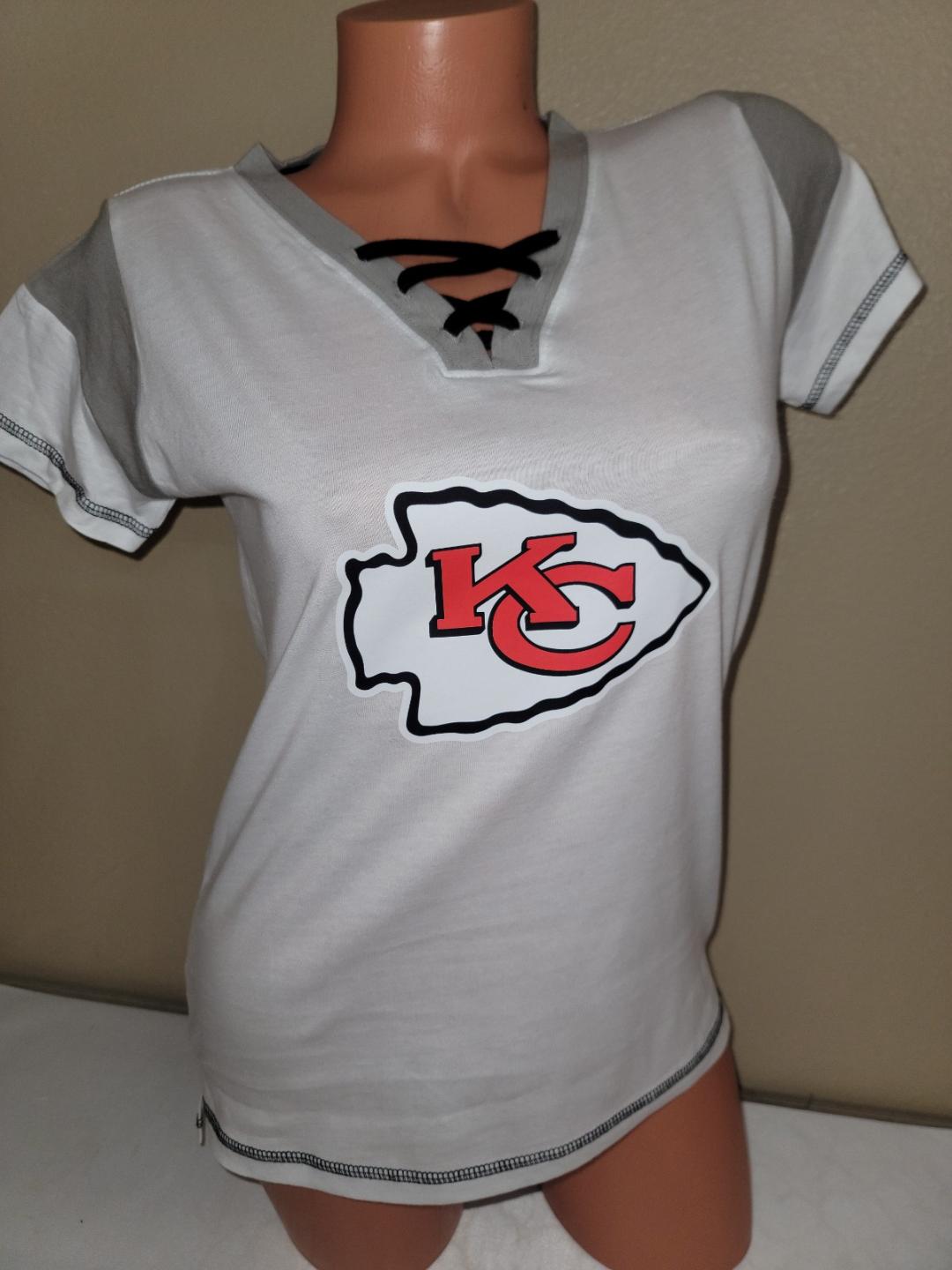 Womens Ladies NFL Team Apparel KANSAS CITY CHIEFS "Laces" Football Jersey SHIRT White