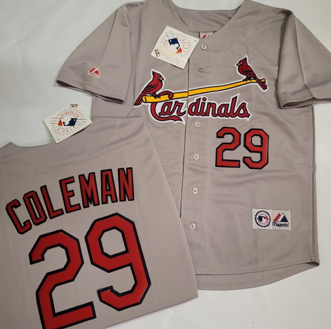 Mens Majestic St Louis Cardinals VINCE COLEMAN Baseball Jersey GRAY