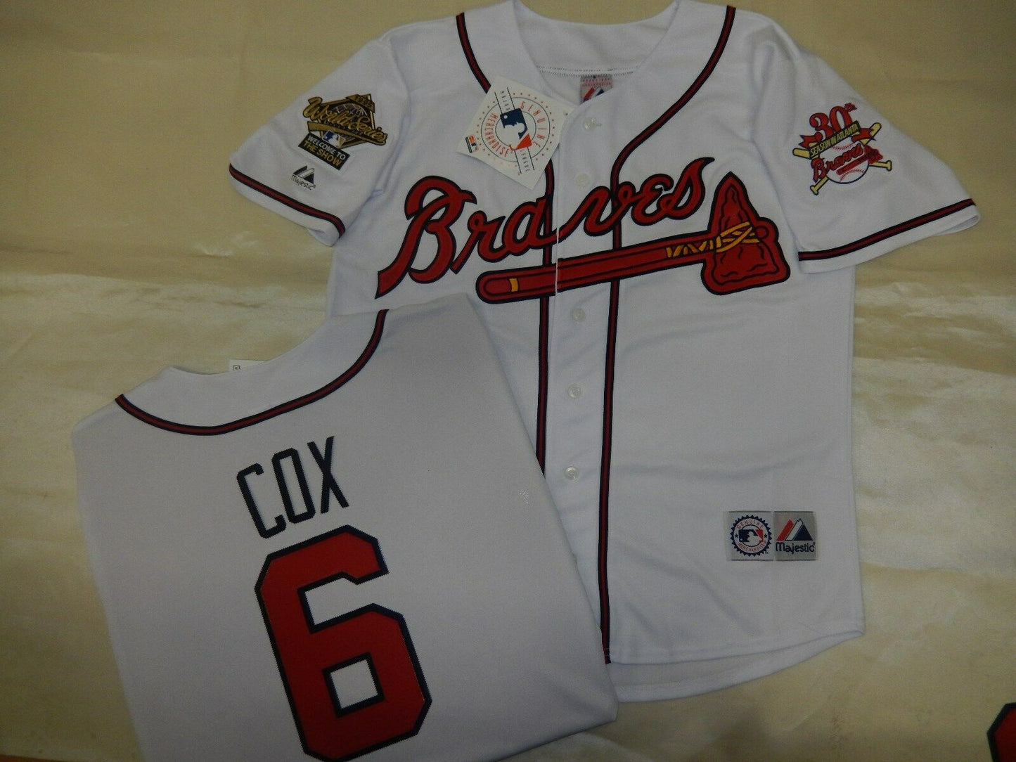 Majestic Atlanta Braves BOBBY COX 1995 World Series Baseball Jersey WHITE