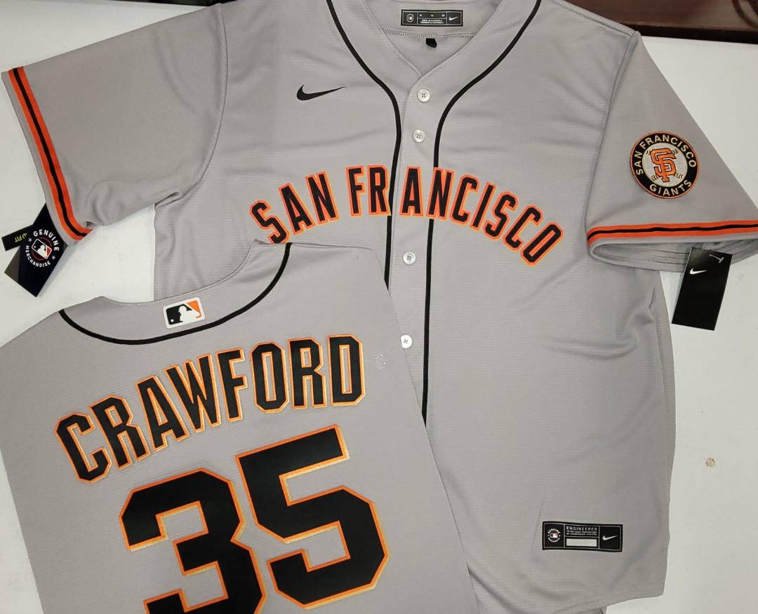 Mens Nike San Francisco Giants BRANDON CRAWFORD Baseball JERSEY GRAY
