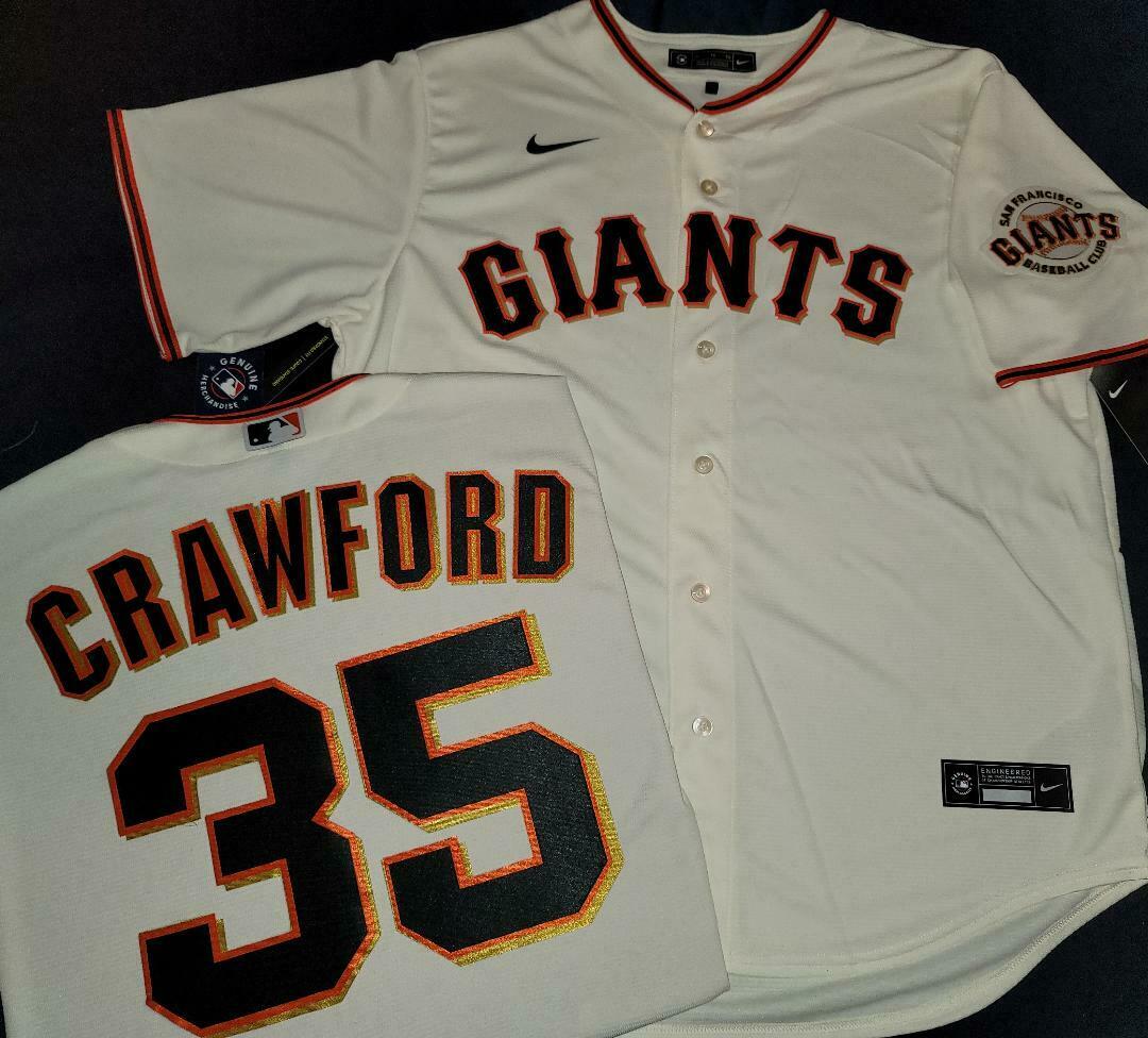 Mens Nike San Francisco Giants BRANDON CRAWFORD Baseball JERSEY CREAM