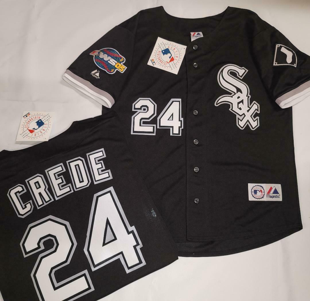 Majestic Chicago White Sox JOE CREDE 2005 World Series Baseball Jersey BLACK