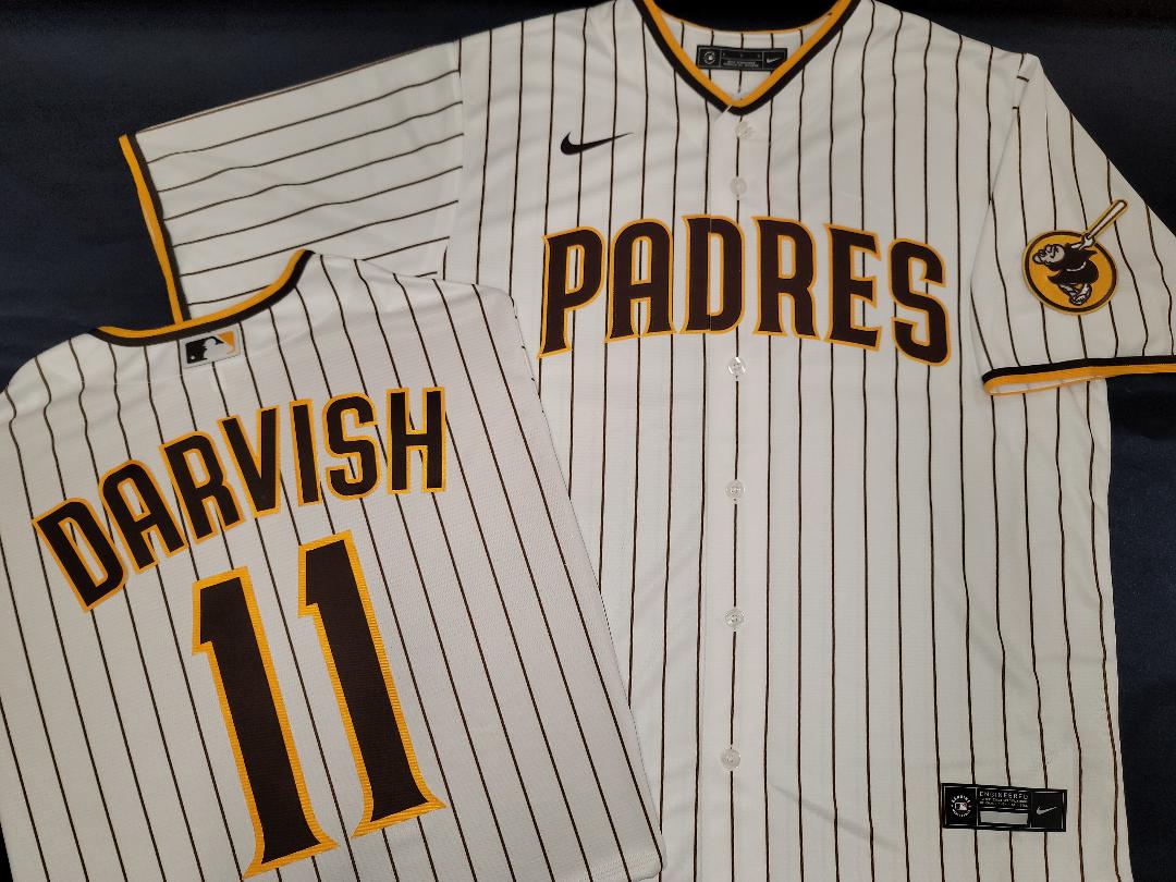 Mens NIKE San Diego Padres YU DARVISH Sewn JERSEY White P/S