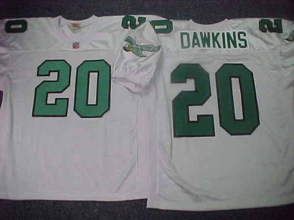 Philadelphia Eagles BRIAN DAWKINS 90s Vintage Throwback Football Jersey WHITE