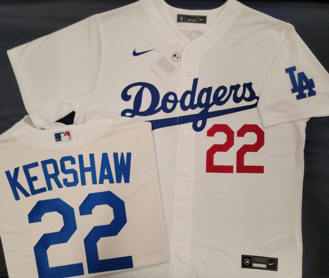 NIKE Los Angeles Dodgers CLAYTON KERSHAW Baseball Jersey WHITE