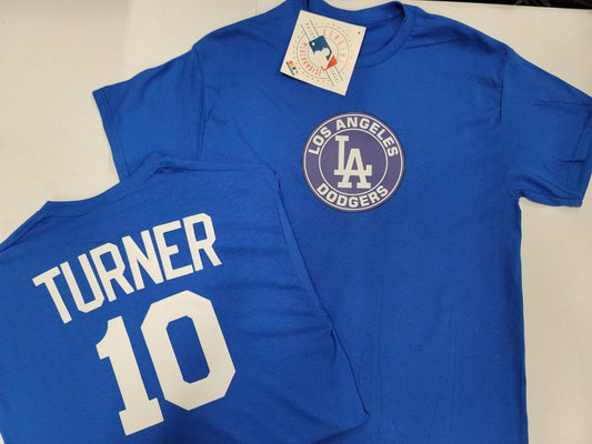 Mens MLB Team Apparel Los Angeles Dodgers JUSTIN TURNER Baseball Shirt ROYAL