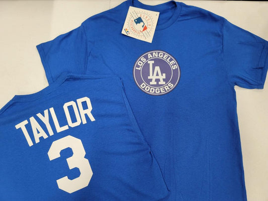 Mens MLB Team Apparel Los Angeles Dodgers CHRIS TAYLOR Baseball Shirt ROYAL