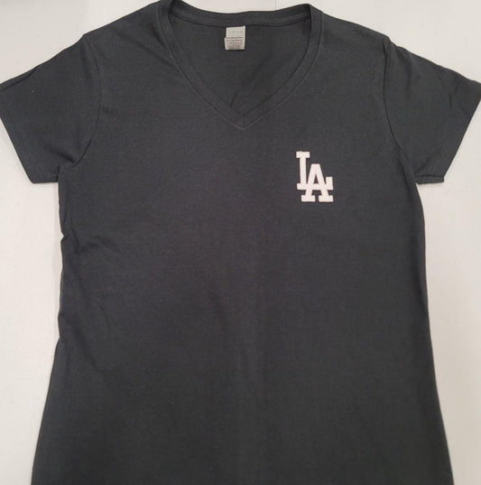 Womens MLB Team Apparel LOS ANGELES DODGERS V-Neck Baseball Shirt BLACK