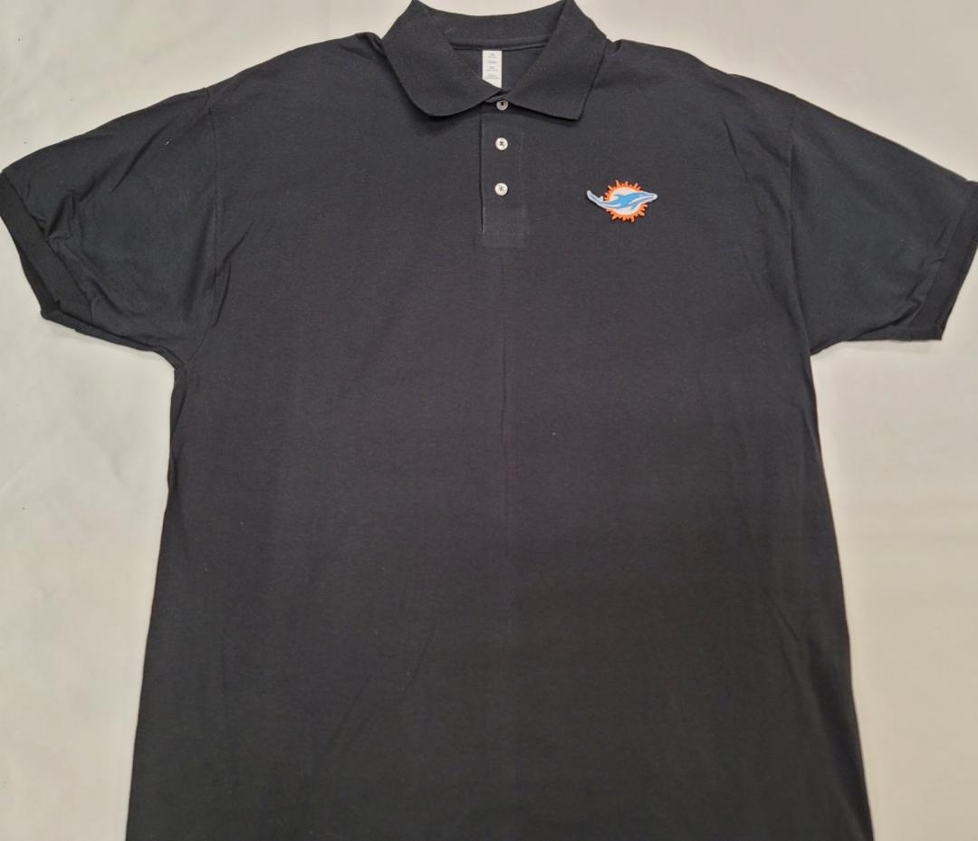 Mens NFL Team Apparel MIAMI DOLPHINS Football Polo Golf Shirt BLACK