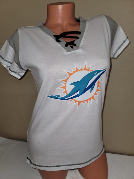 Womens Ladies NFL Team Apparel MIAMI DOLPHINS "Laces" Football Jersey SHIRT White