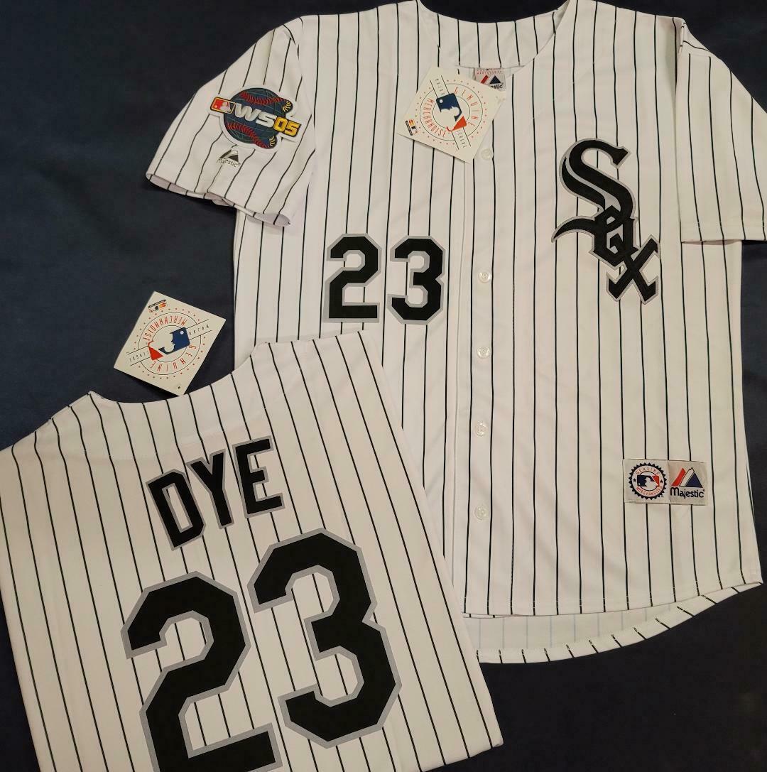 Majestic Chicago White Sox JERMAINE DYE 2005 World Series Baseball Jersey WHITE P/S