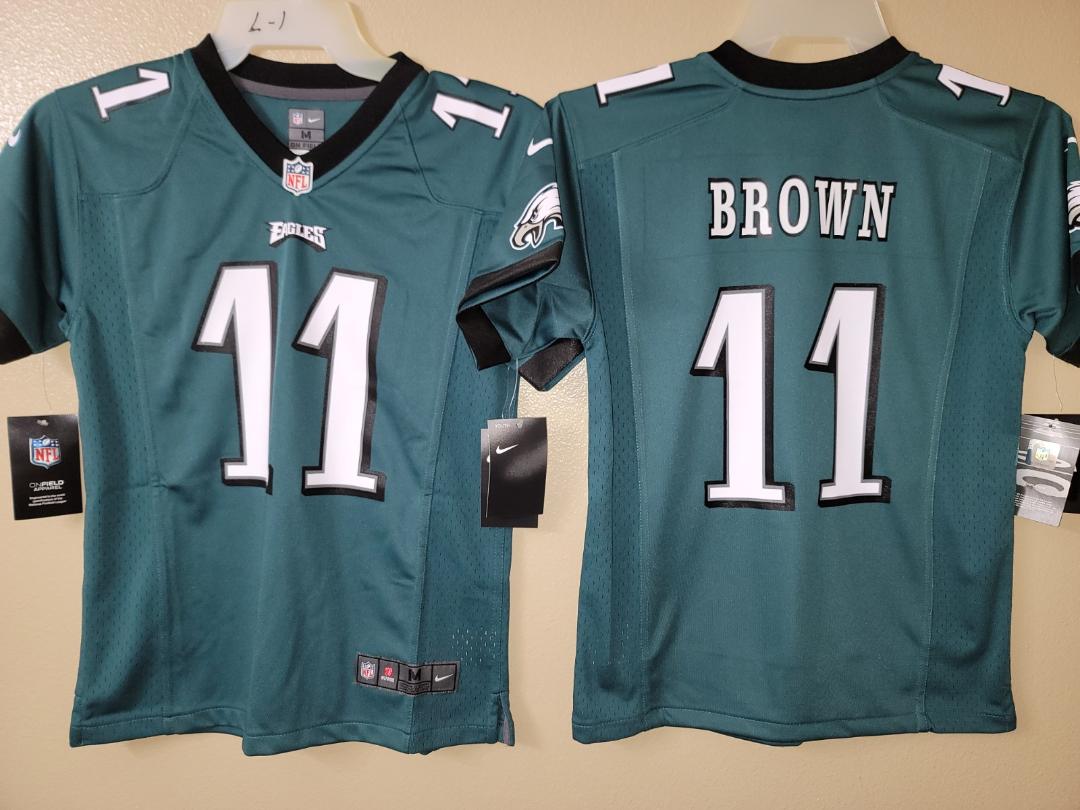 Boys Youth NFL Nike Team Apparel Philadelphia Eagles AJ BROWN Football Jersey GREEN