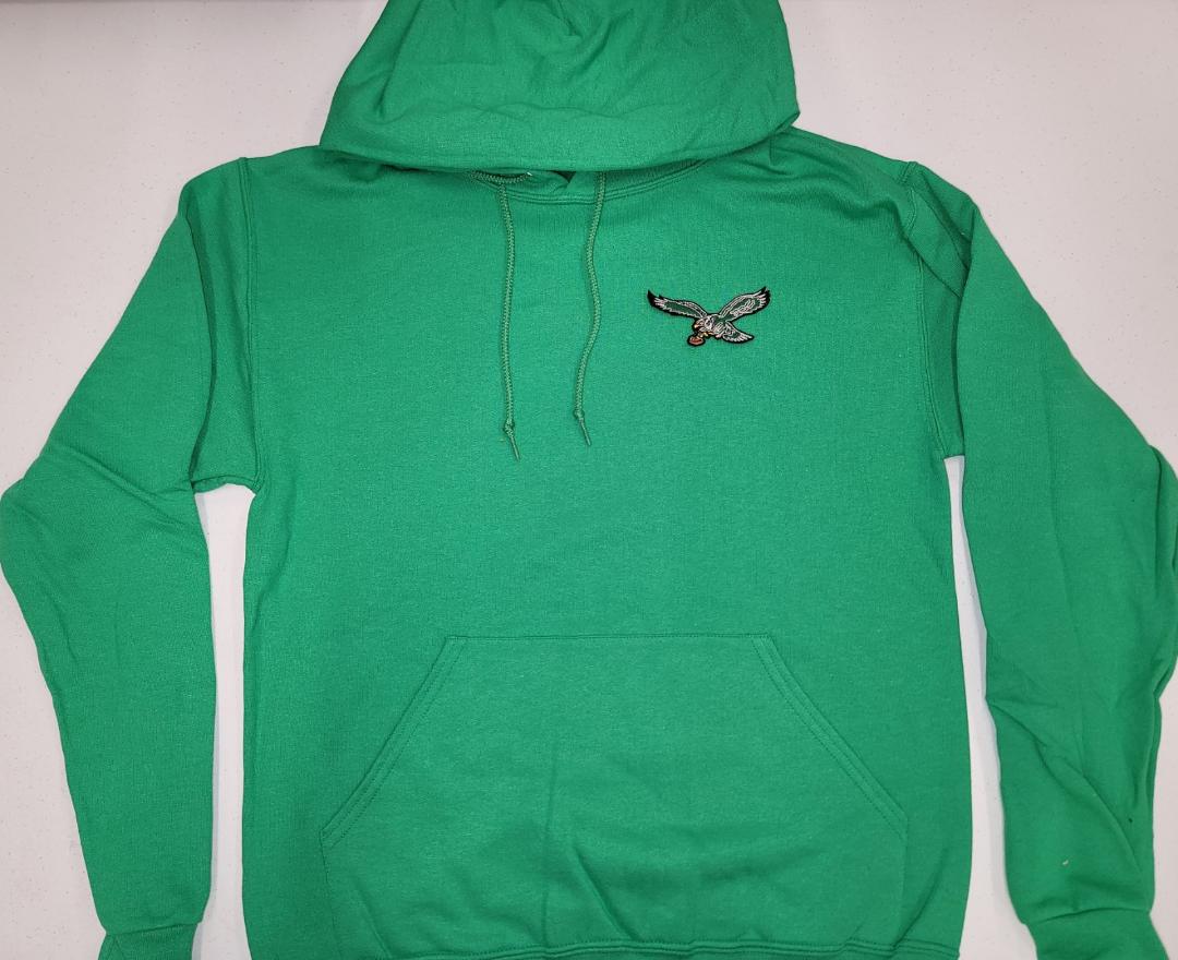 Mens PHILADELPHIA EAGLES Vintage Throwback Pullover Hooded Hoodie SWEATSHIRT KELLY GREEN All Sizes