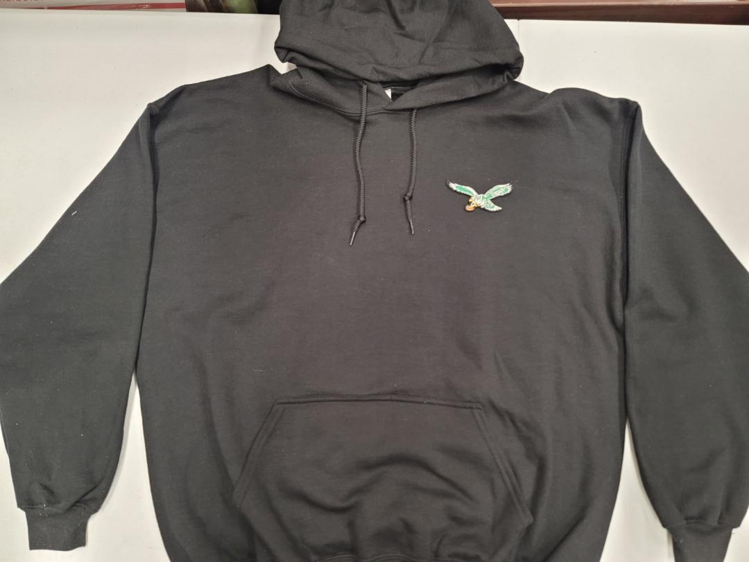 Mens PHILADELPHIA EAGLES Throwback Pullover Hooded Hoodie SWEATSHIRT BLACK All Sizes