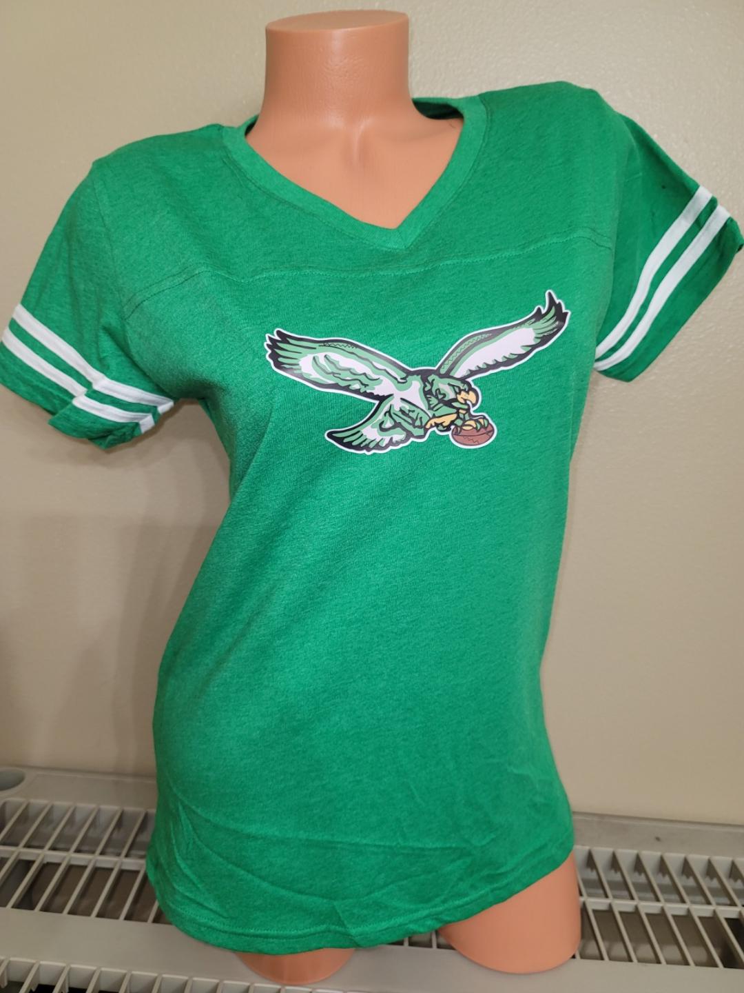 Womens Ladies NFL Team Apparel PHILADELPHIA EAGLES "Stripes" Football Jersey SHIRT KELLY GREEN