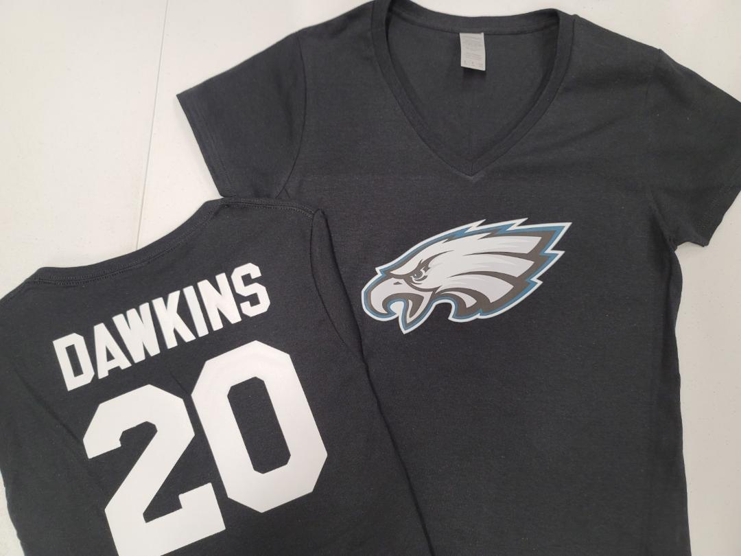 NFL Team Apparel Womens Philadelphia Eagles BRIAN DAWKINS V-Neck Football Shirt BLACK