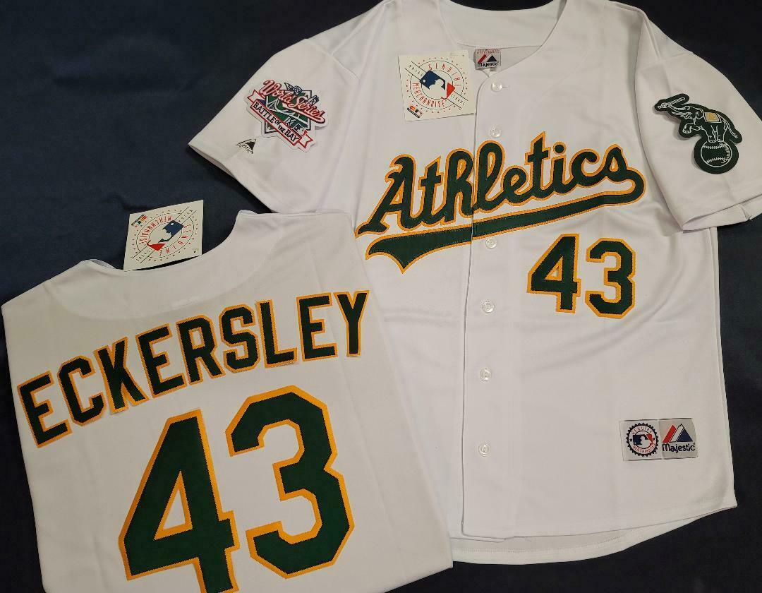 Majestic Oakland A's DENNIS ECKERSLEY 1989 World Series Baseball Jersey WHITE