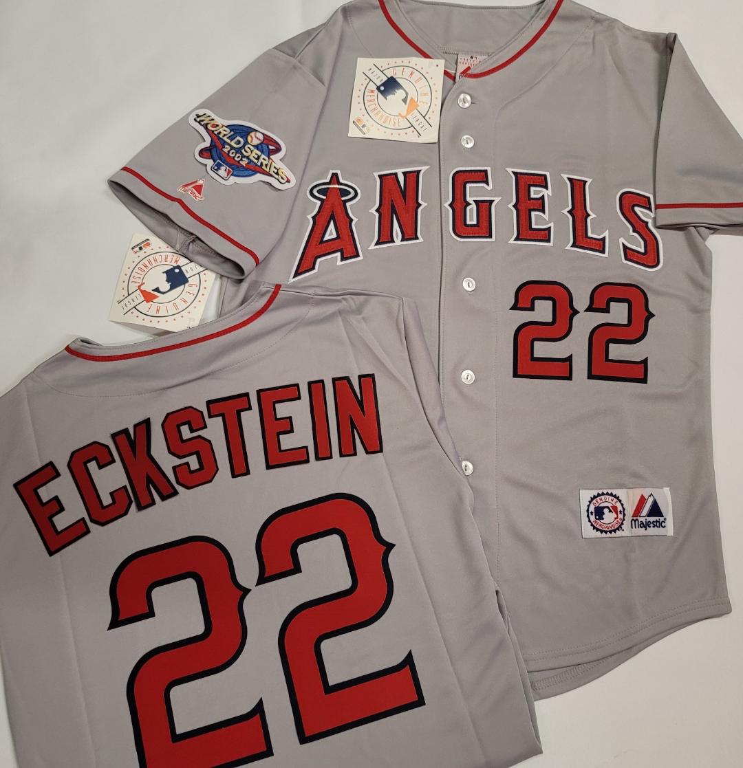 Majestic Anaheim Angels DAVID ECKSTEIN 2002 World Series Baseball Jersey GRAY