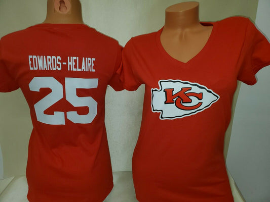 WOMENS Kansas City Chiefs CLYDE EDWARDS-HELAIRE V-Neck Shirt RED