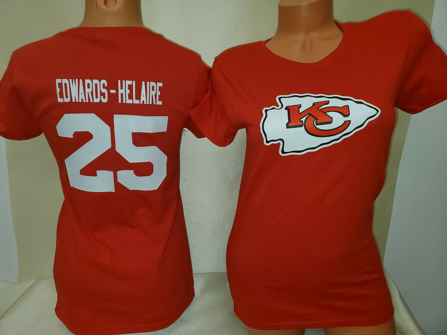 WOMENS Kansas City Chiefs CLYDE EDWARDS-HELAIRE Crew Neck Jersey Shirt RED