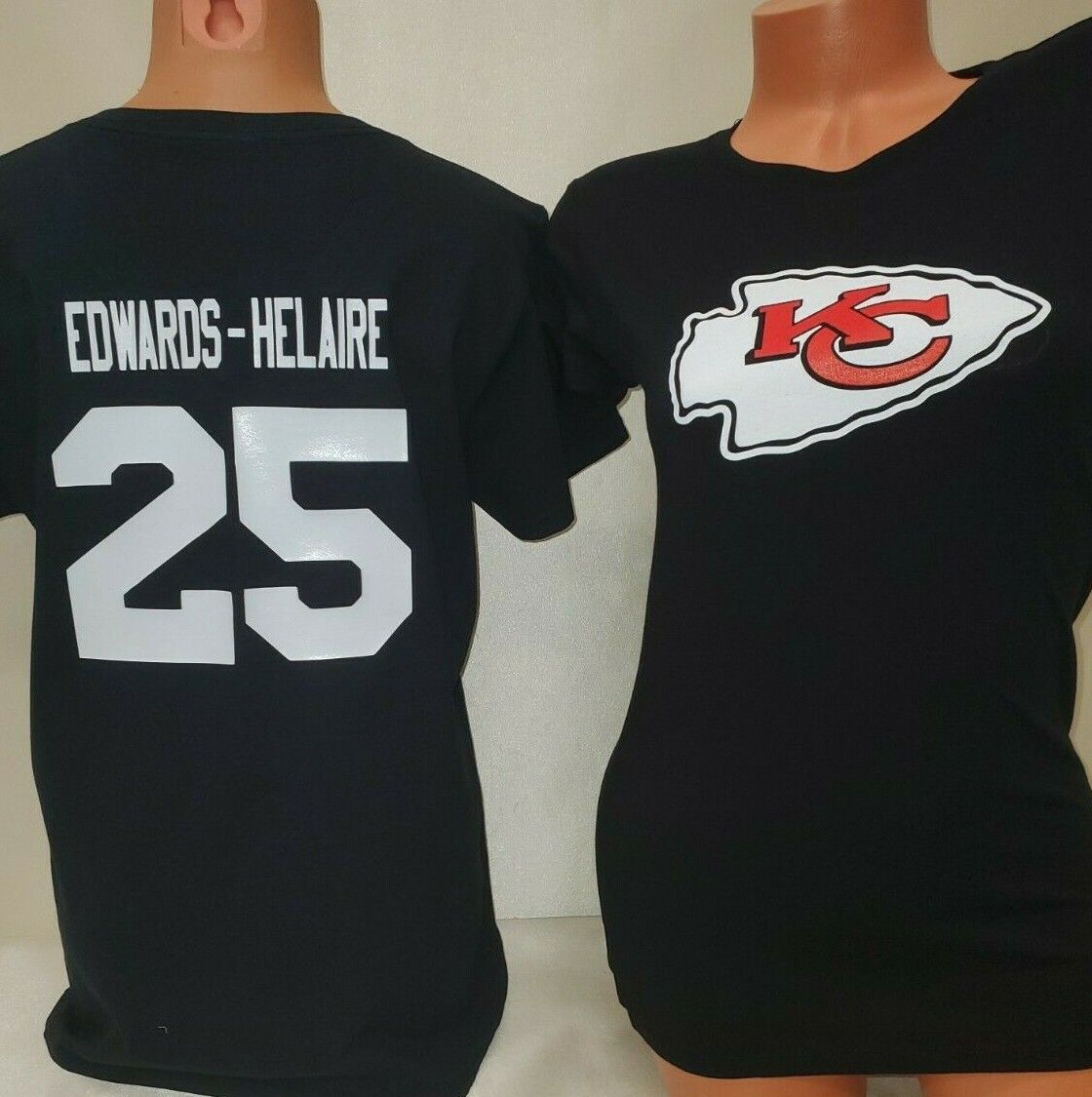 WOMENS Kansas City Chiefs CLYDE EDWARDS-HELAIRE Crew Neck Jersey Shirt BLK