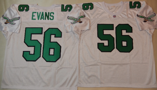 Philadelphia Eagles BYRON EVANS 90s Vintage Throwback Football Jersey WHITE