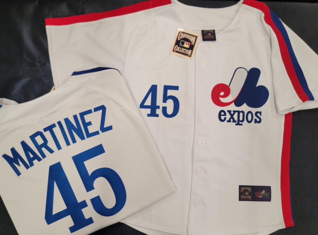 Montreal Expos 45 Pedro Martinez Baseball Jersey White Retro