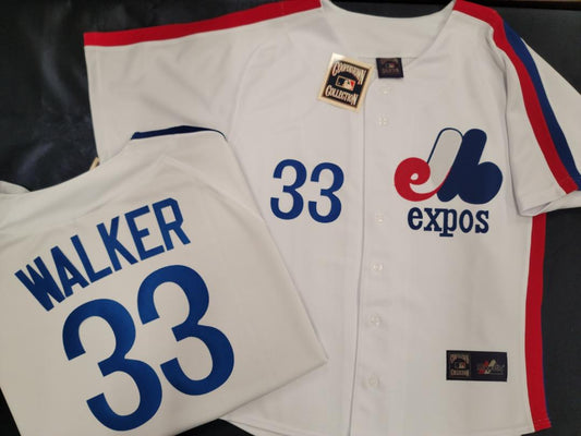 Cooperstown Collection Montreal Expos LARRY WALKER Throwback Baseball Jersey WHITE