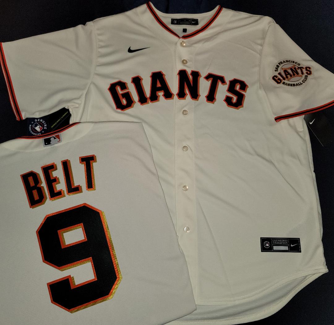 Mens Nike San Francisco Giants BRANDON BELT Baseball JERSEY CREAM