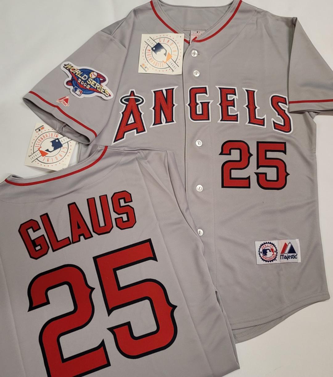 Majestic Anaheim Angels TROY GLAUS 2002 World Series Baseball Jersey GRAY