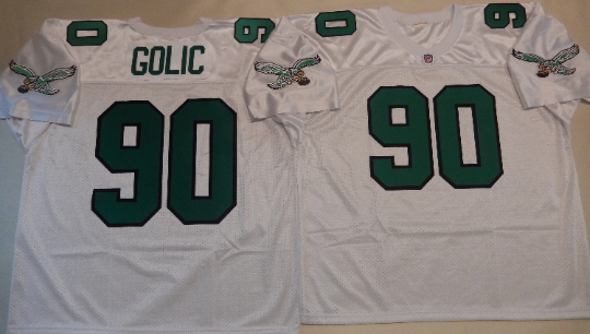 Philadelphia Eagles MIKE GOLIC 90s Vintage Throwback Football Jersey WHITE