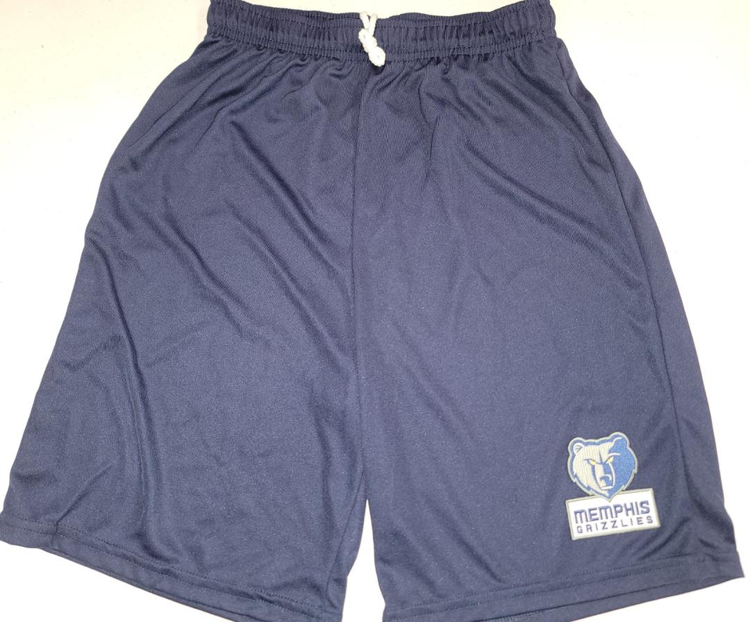 Mens NBA Team Apparel MEMPHIS GRIZZLIES Moisture Wick Dri Fit SHORTS W/POCKETS Embroidered Logo NAVY
