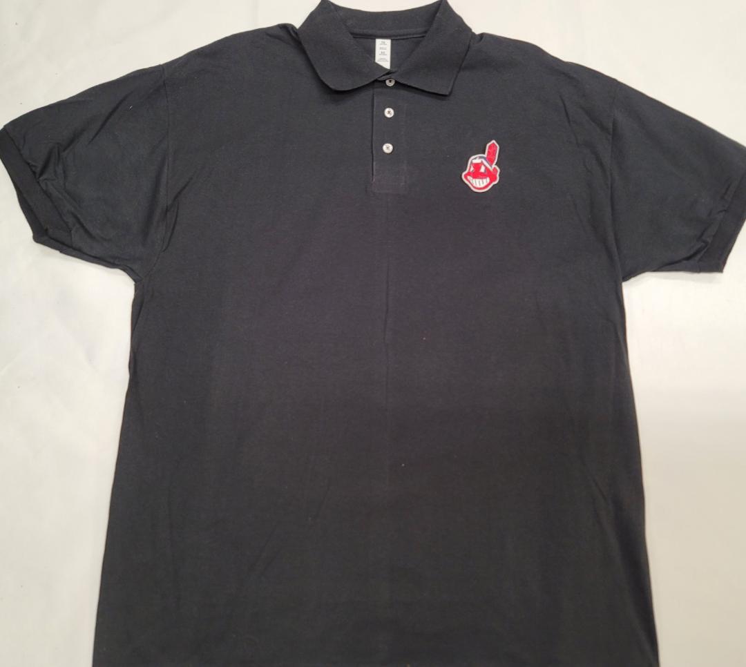 Mens MLB Team Apparel CLEVELAND INDIANS Baseball Polo Golf Shirt BLACK –