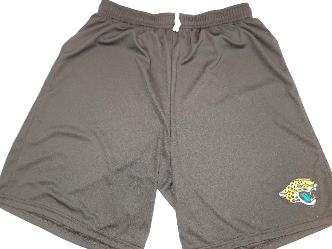 Mens NFL JACKSONVILLE JAGUARS Moisture Wick Dri Fit SHORTS W/POCKETS Embroidered Logo BLACK
